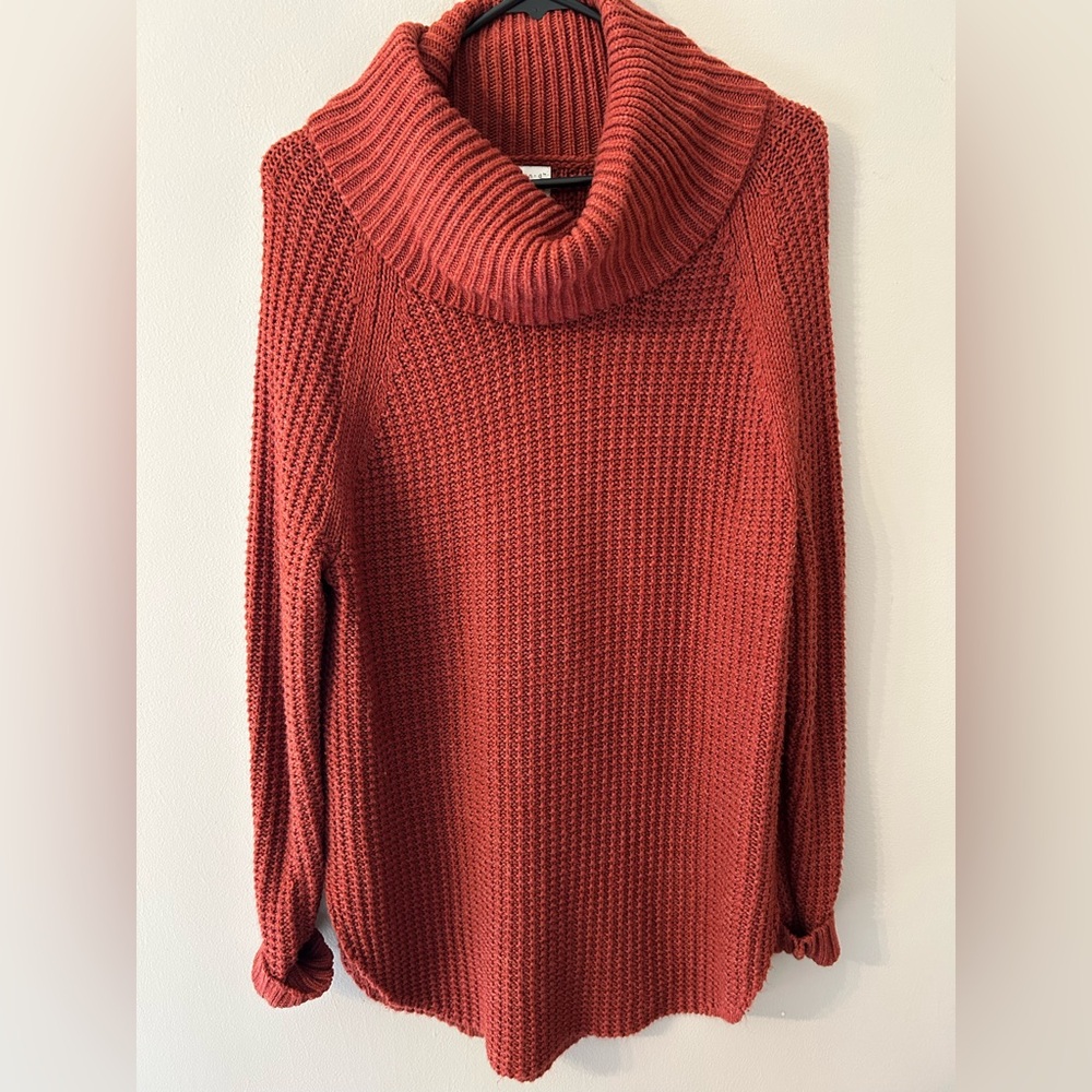 a new day Rust Cowl Neck Waffle Knit Sweater